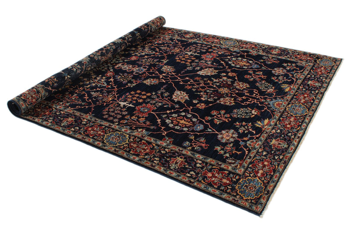 6x9 Navy and Multicolor Traditional Rug