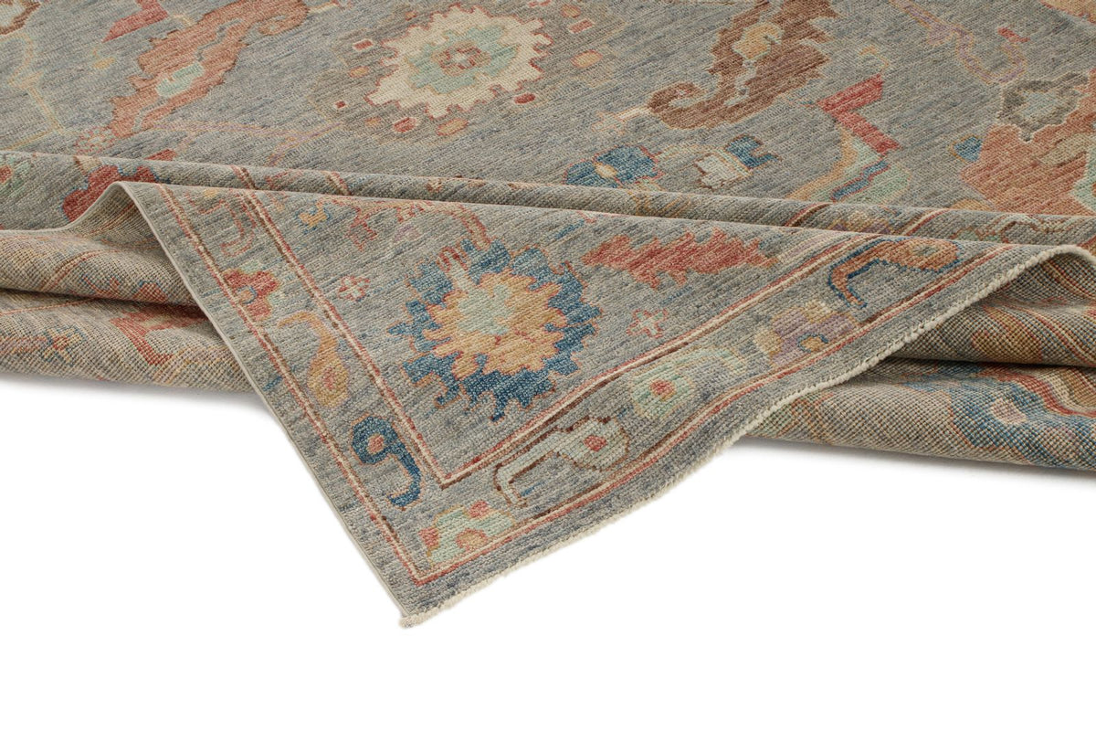 8x10 Gray and Multicolor Turkish Oushak Rug