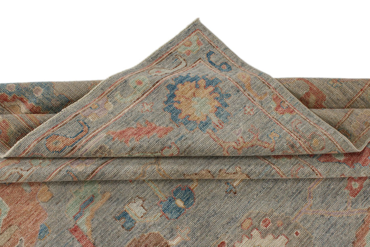 8x10 Gray and Multicolor Turkish Oushak Rug