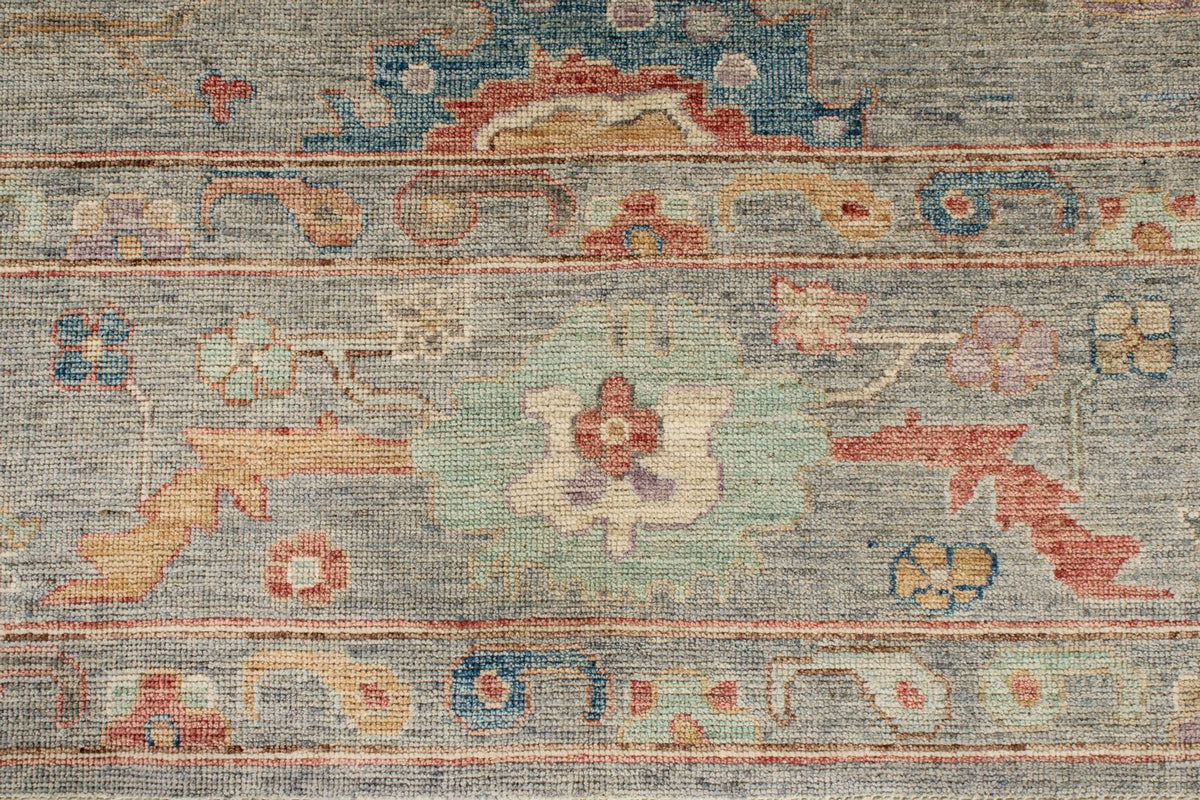 8x10 Gray and Multicolor Turkish Oushak Rug