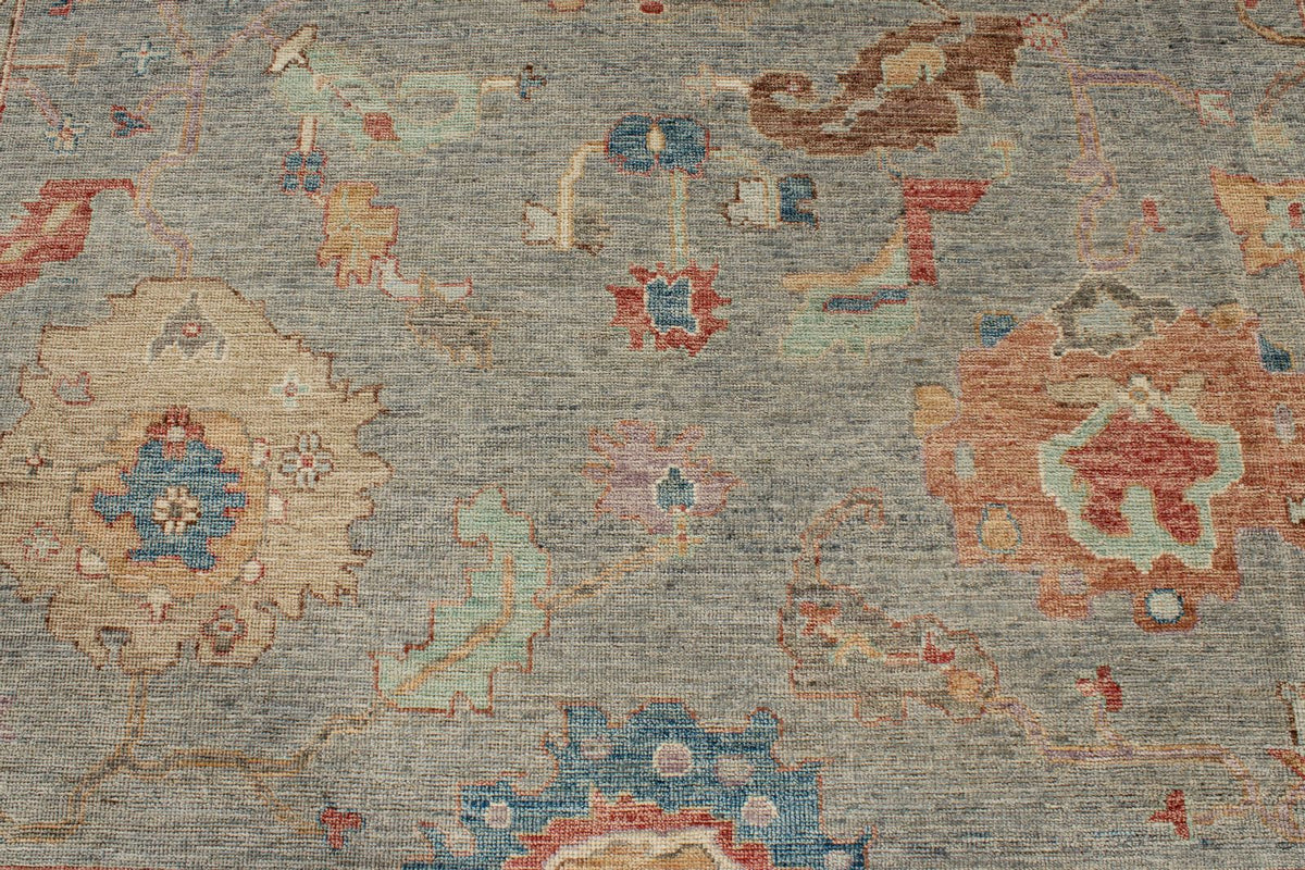 8x10 Gray and Multicolor Turkish Oushak Rug