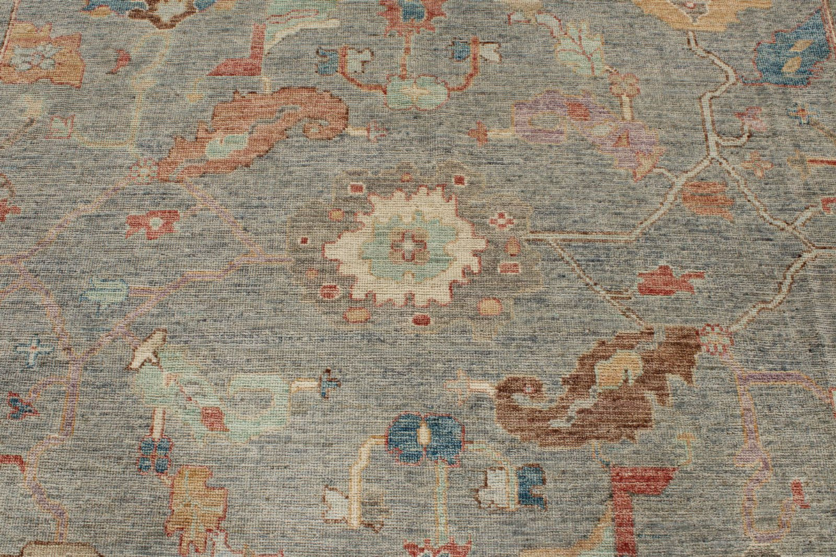 8x10 Gray and Multicolor Turkish Oushak Rug