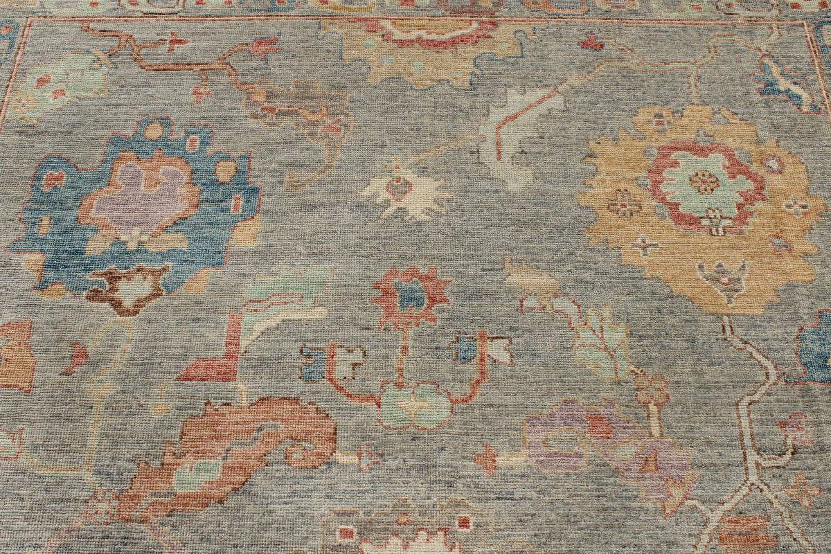 8x10 Gray and Multicolor Turkish Oushak Rug