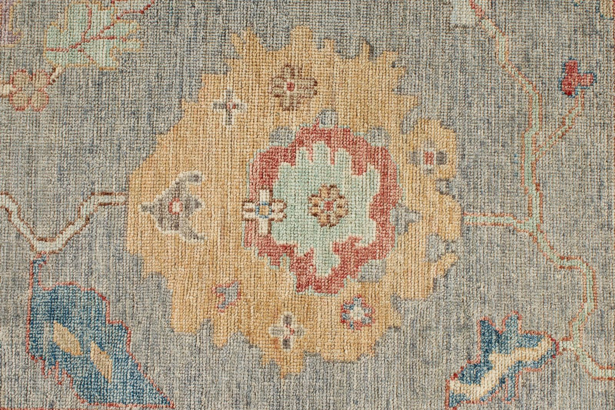 8x10 Gray and Multicolor Turkish Oushak Rug