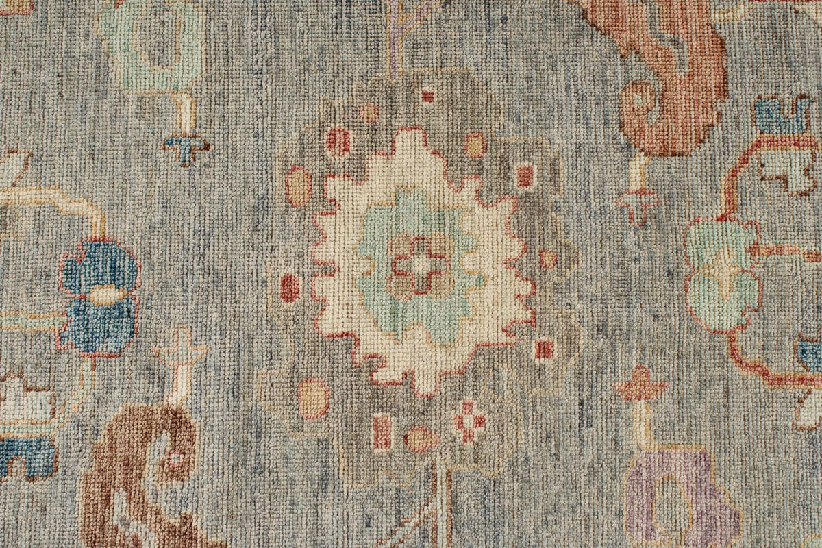 8x10 Gray and Multicolor Turkish Oushak Rug