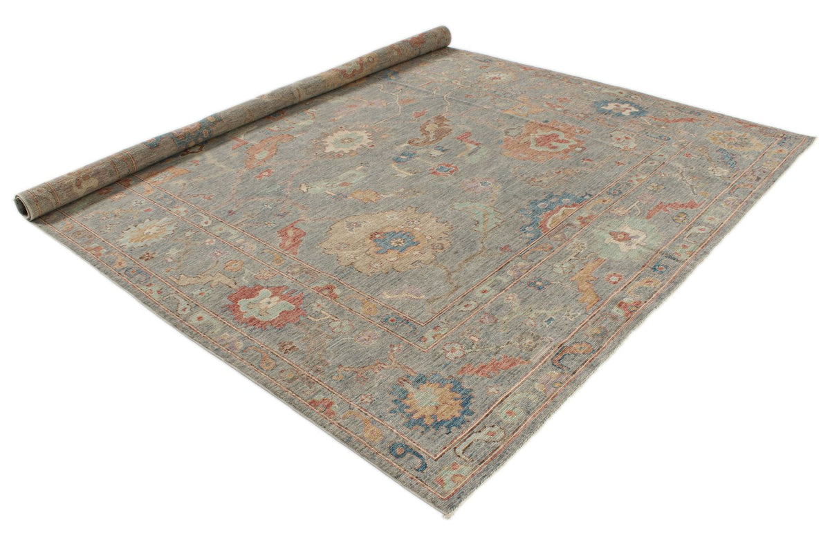8x10 Gray and Multicolor Turkish Oushak Rug