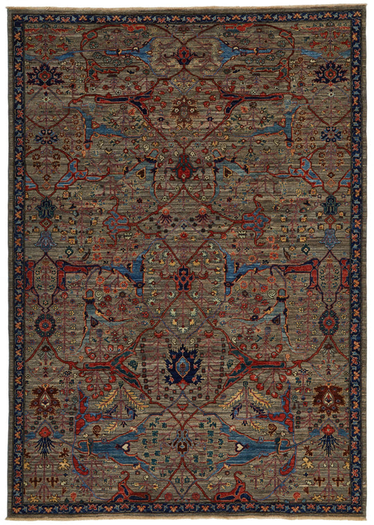 6x9 Gray and Multicolor Traditional Rug
