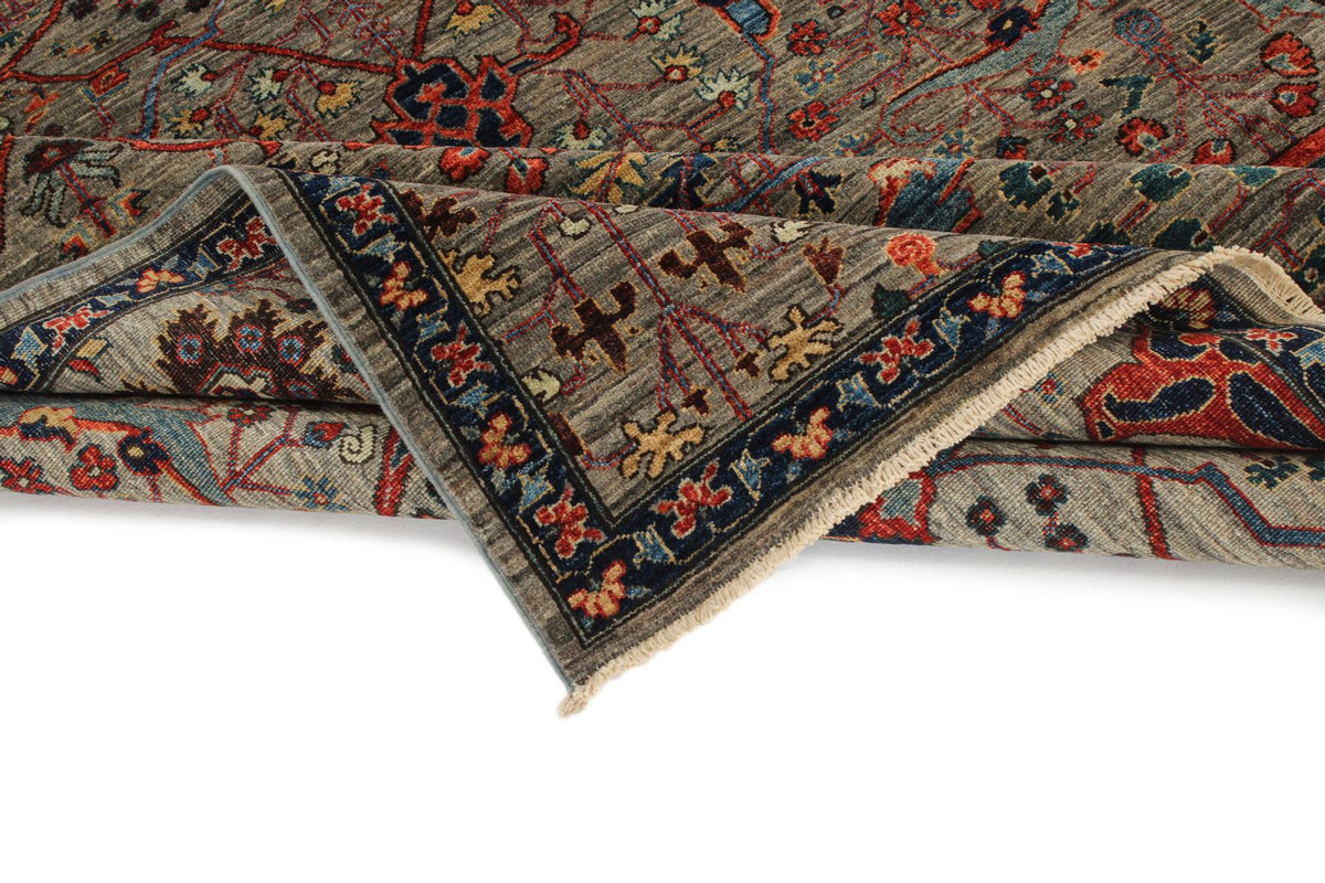 6x9 Gray and Multicolor Traditional Rug