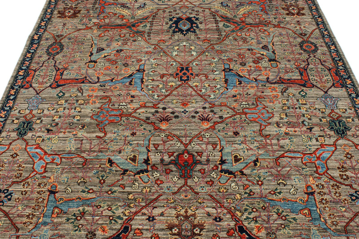 6x9 Gray and Multicolor Traditional Rug