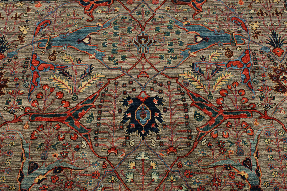 6x9 Gray and Multicolor Traditional Rug