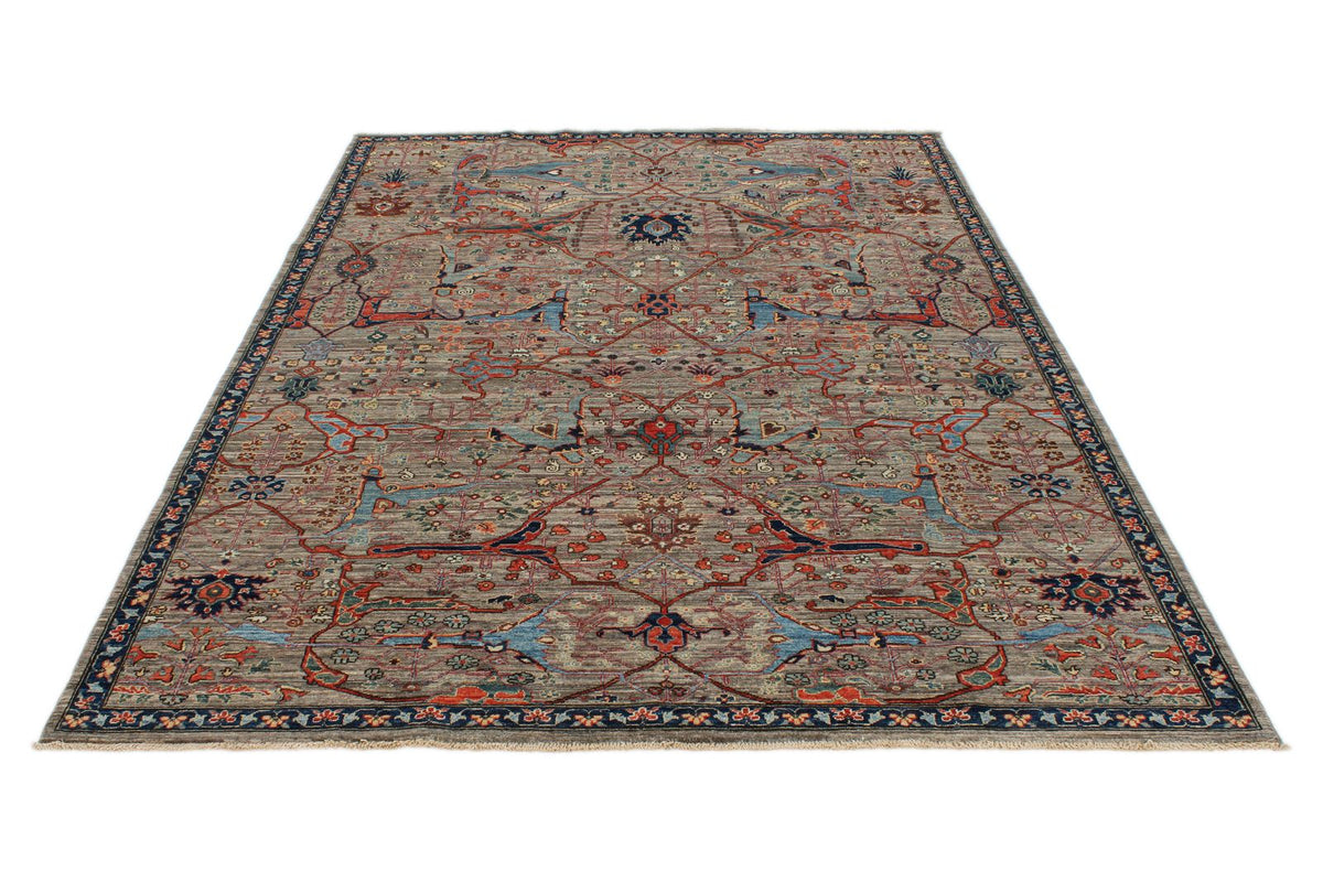 6x9 Gray and Multicolor Traditional Rug