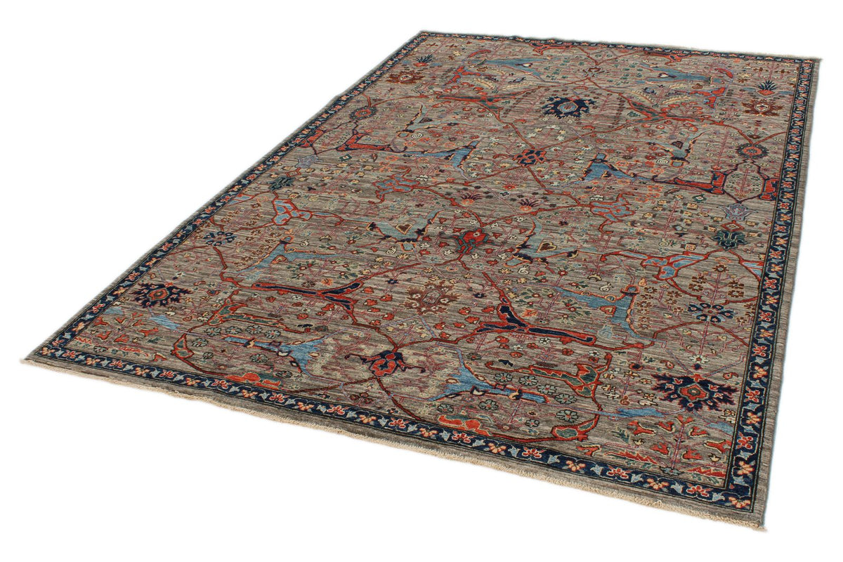6x9 Gray and Multicolor Traditional Rug
