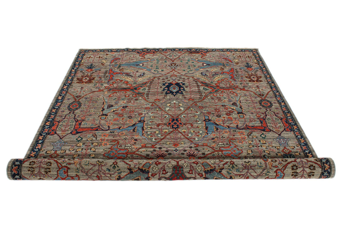 6x9 Gray and Multicolor Traditional Rug