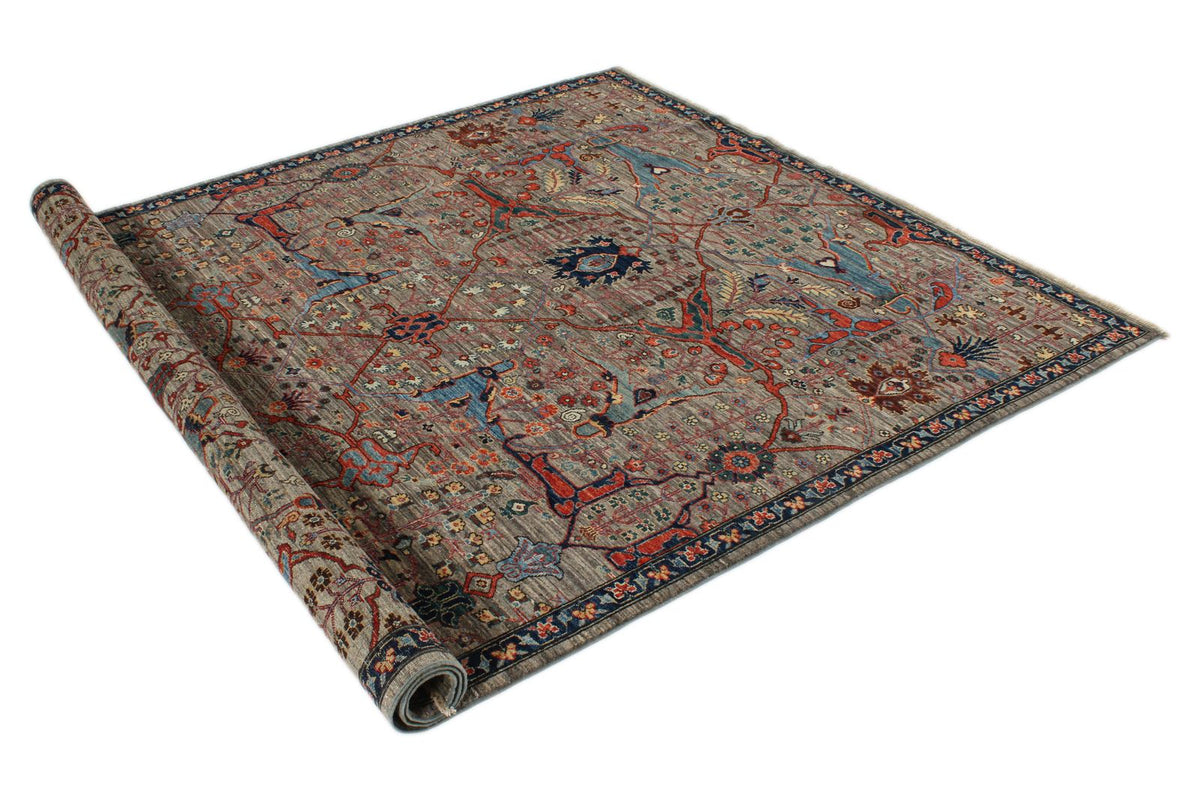 6x9 Gray and Multicolor Traditional Rug