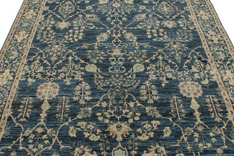 6x9 Blue and Ivory Traditional Rug