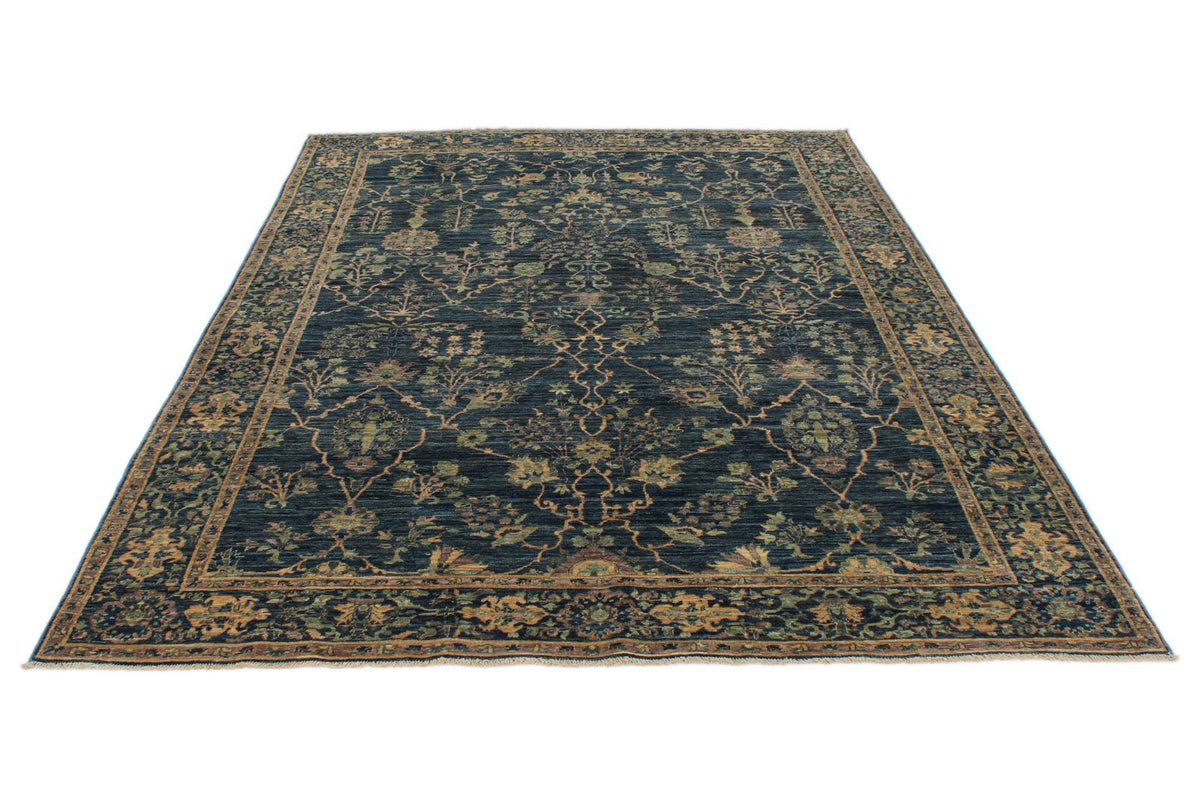 6x9 Blue and Ivory Traditional Rug