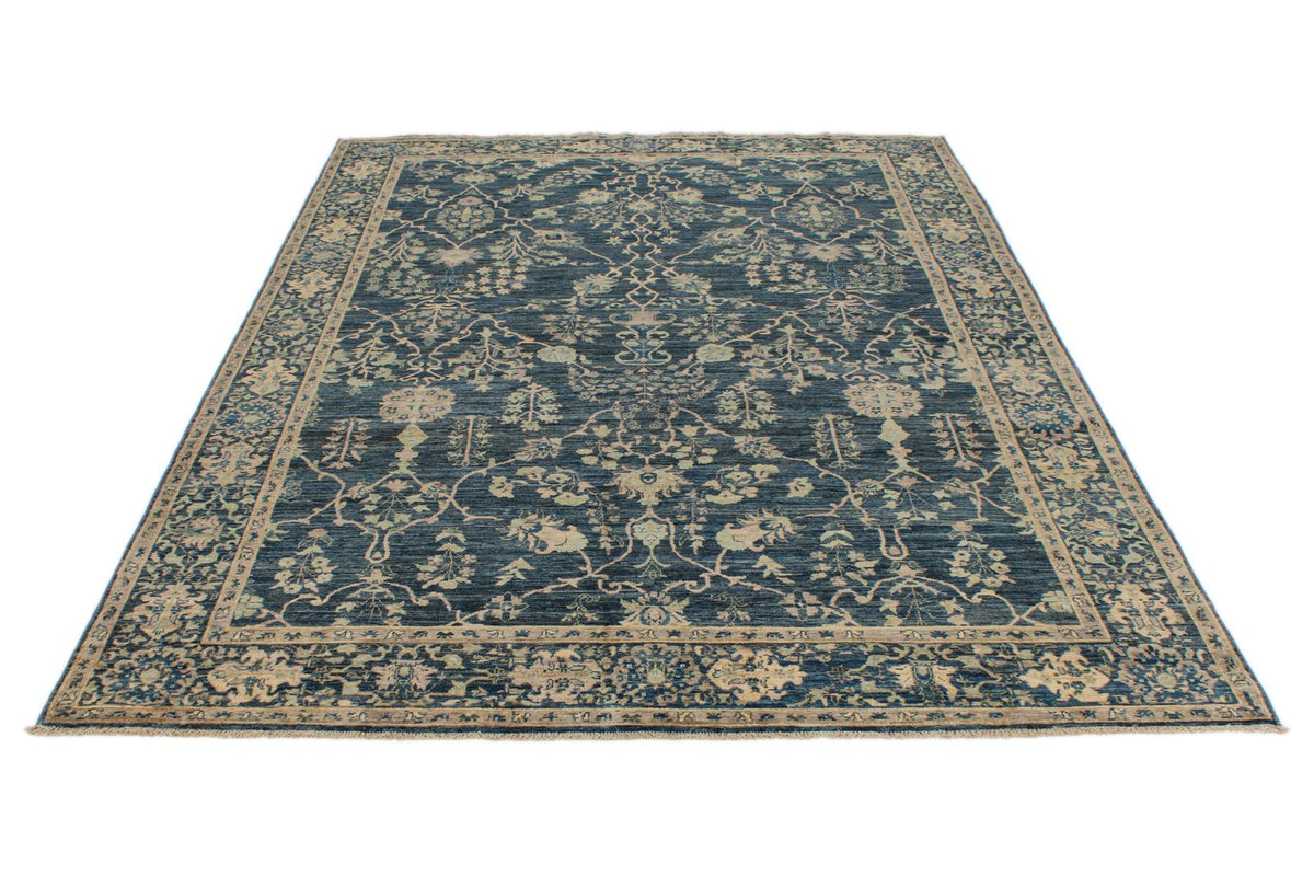 6x9 Blue and Ivory Traditional Rug