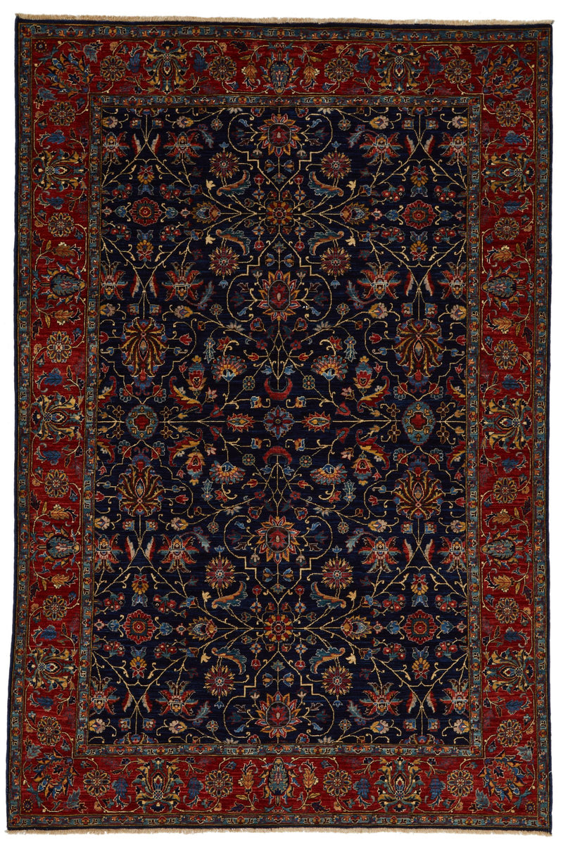 6x9 Navy and Red Traditional Rug
