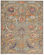 8x10 Brown and Multicolor Turkish Oushak Rug