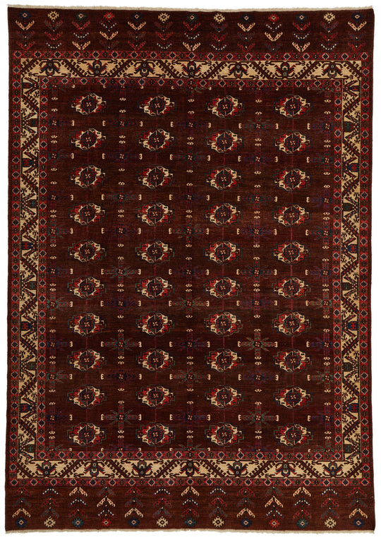 9x13 Burgundy and Ivory Turkish Traditional Rug