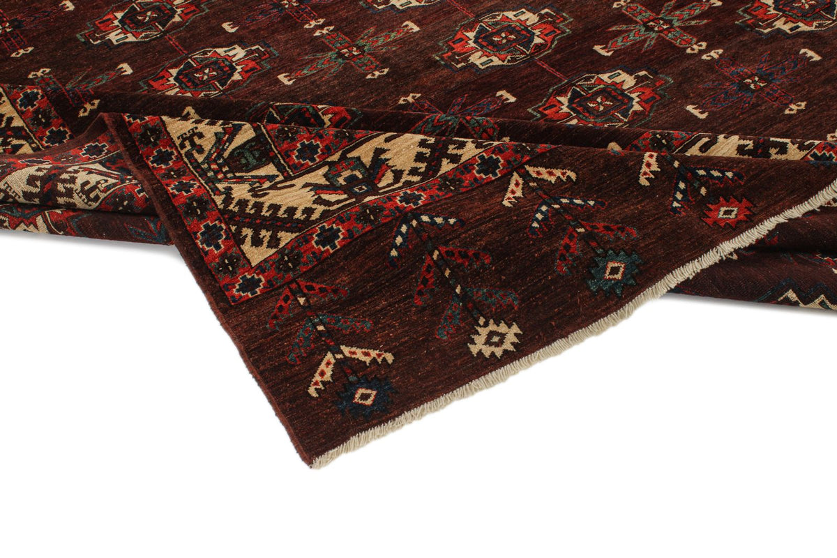 9x13 Burgundy and Ivory Turkish Traditional Rug