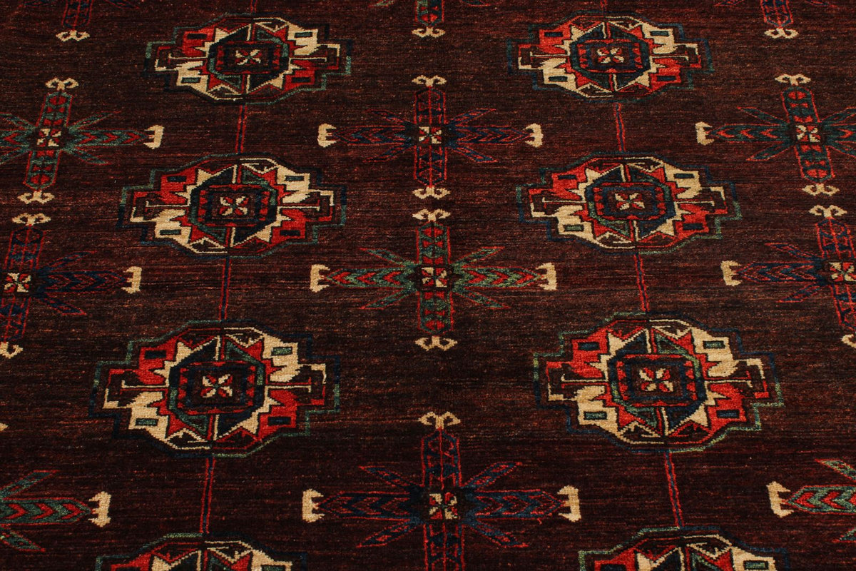 9x13 Burgundy and Ivory Turkish Traditional Rug