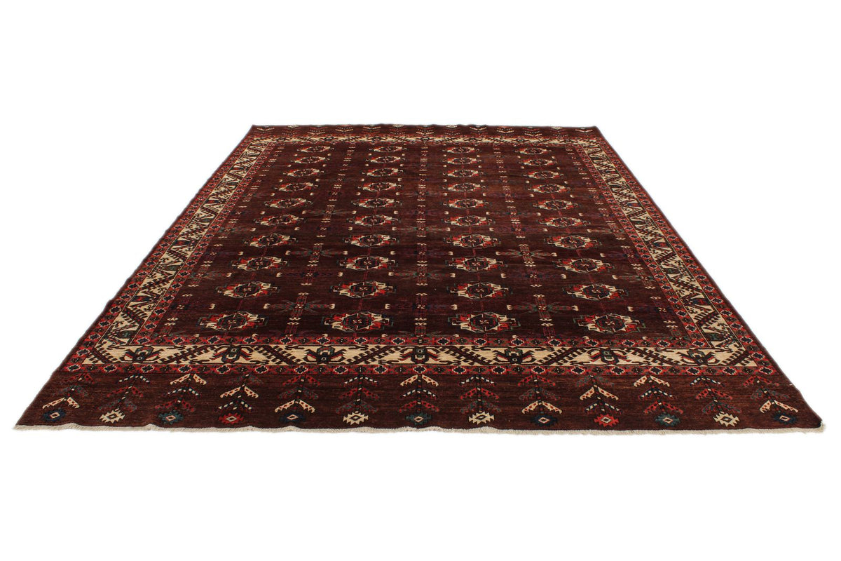 9x13 Burgundy and Ivory Turkish Traditional Rug
