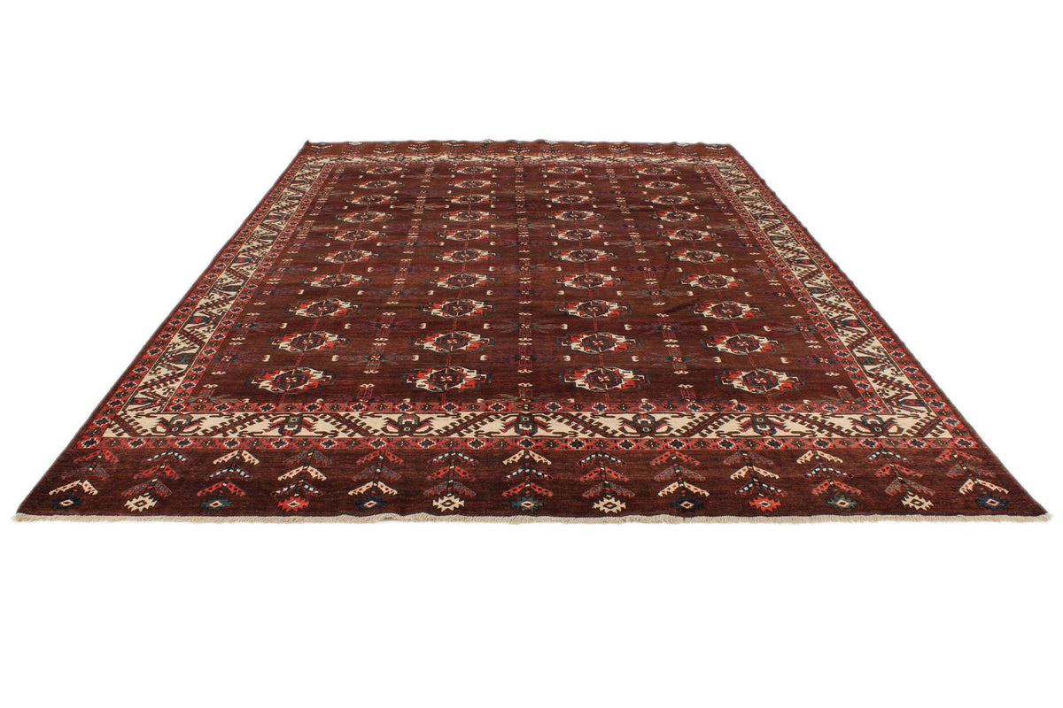 9x13 Burgundy and Ivory Turkish Traditional Rug