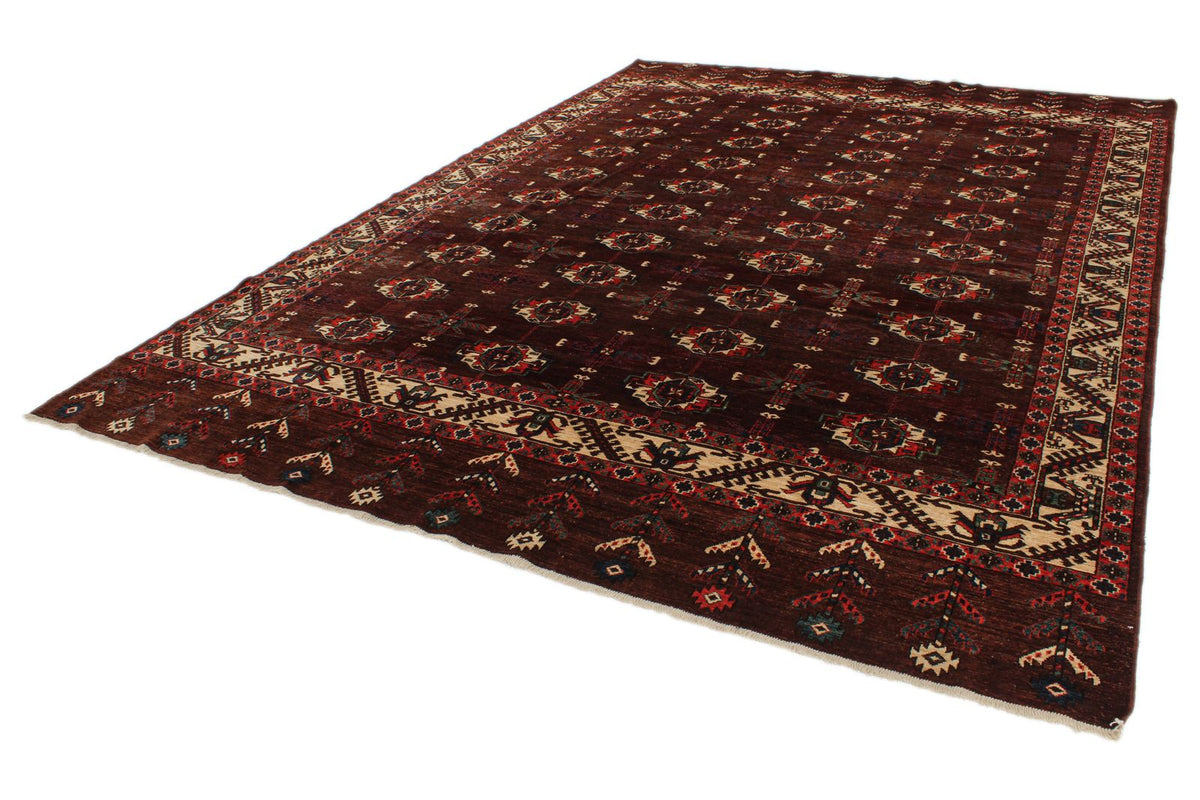 9x13 Burgundy and Ivory Turkish Traditional Rug