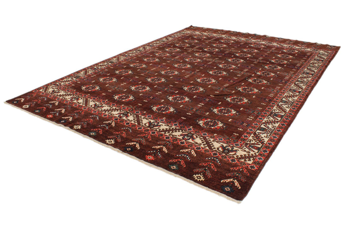 9x13 Burgundy and Ivory Turkish Traditional Rug