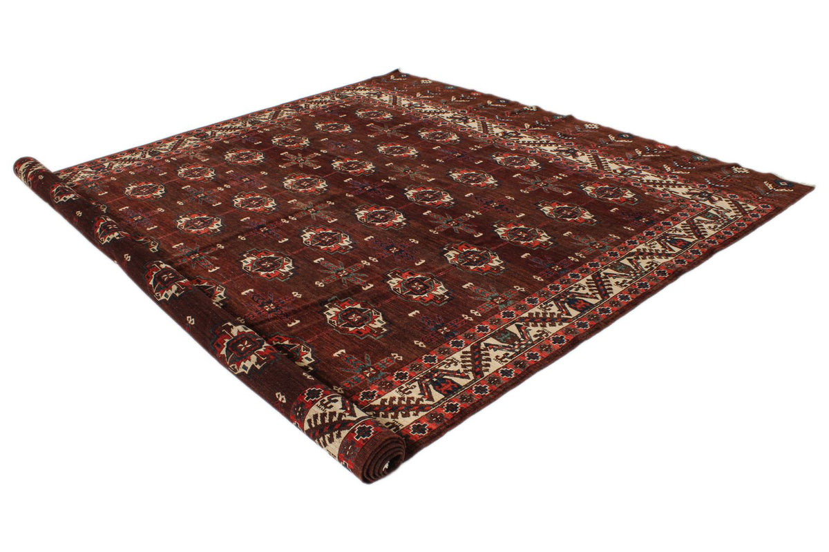 9x13 Burgundy and Ivory Turkish Traditional Rug