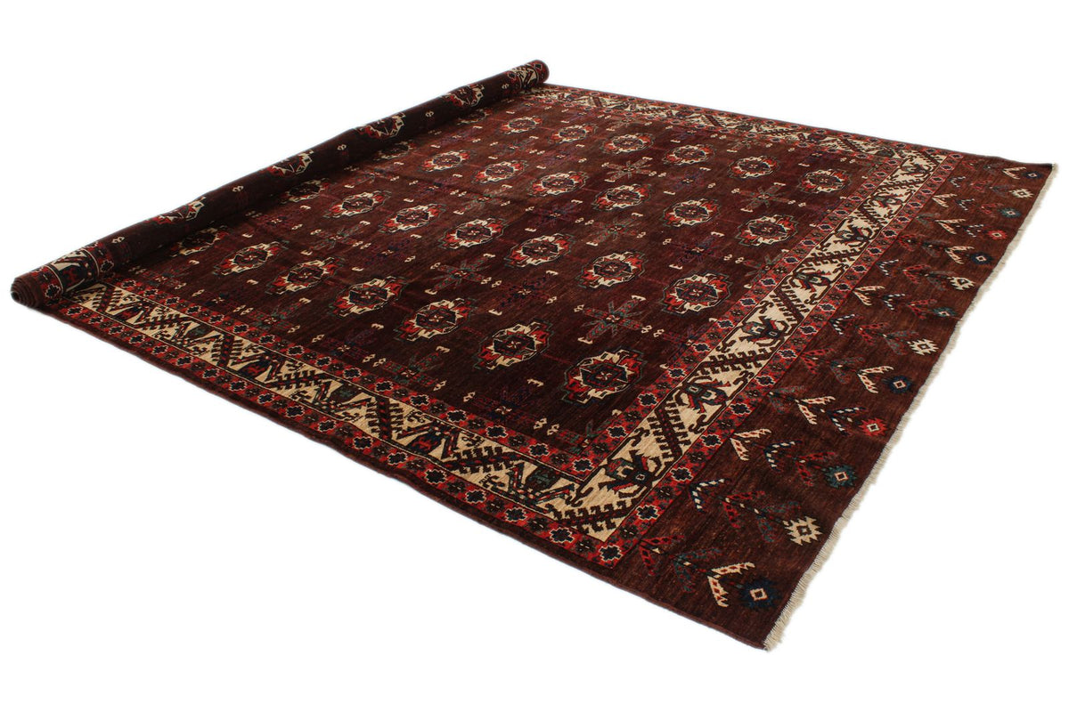 9x13 Burgundy and Ivory Turkish Traditional Rug