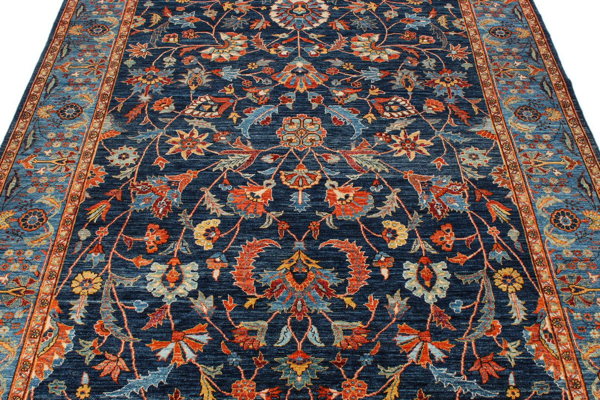 6x9 Navy and Blue Traditional Rug