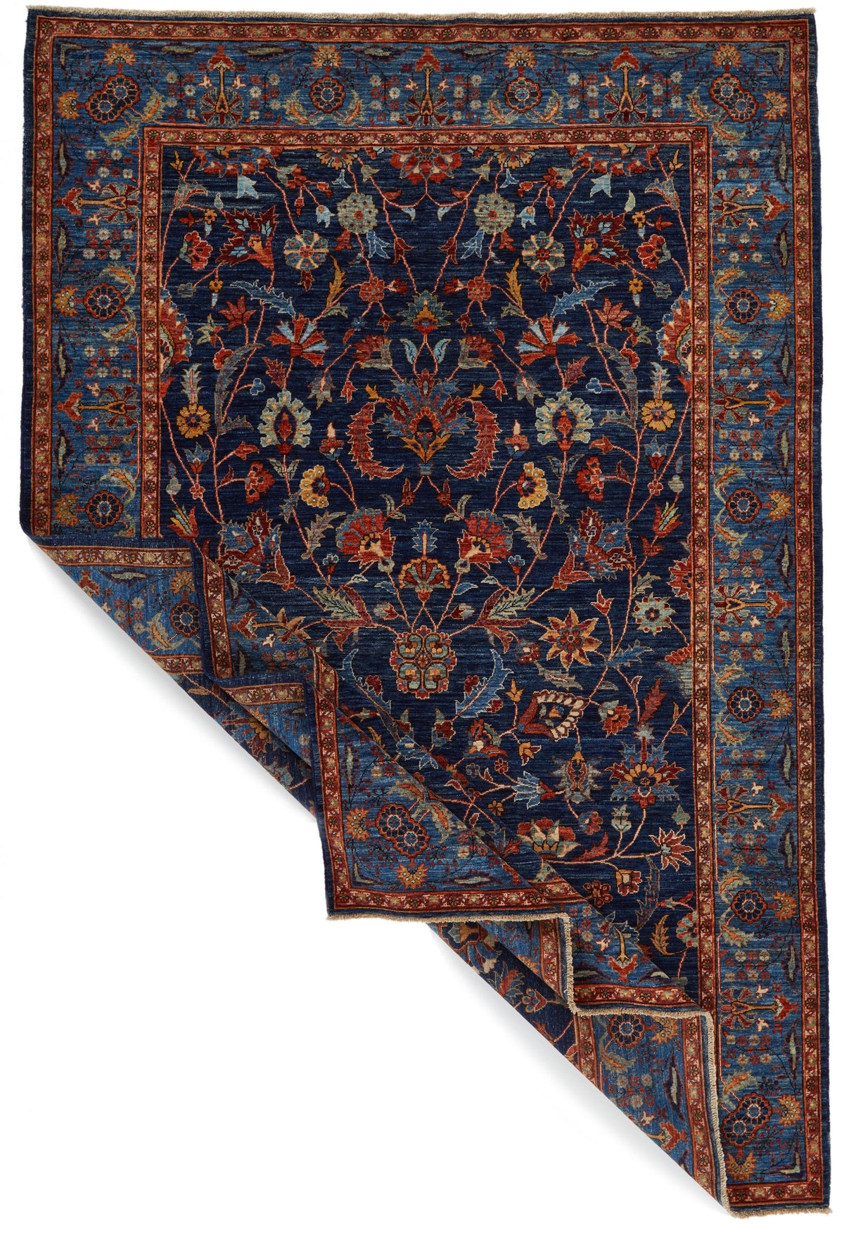 6x9 Navy and Blue Traditional Rug