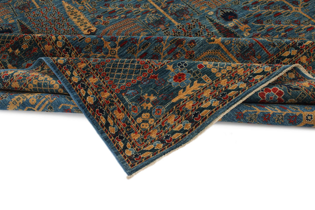 10x14 Blue and Multicolor Traditional Rug
