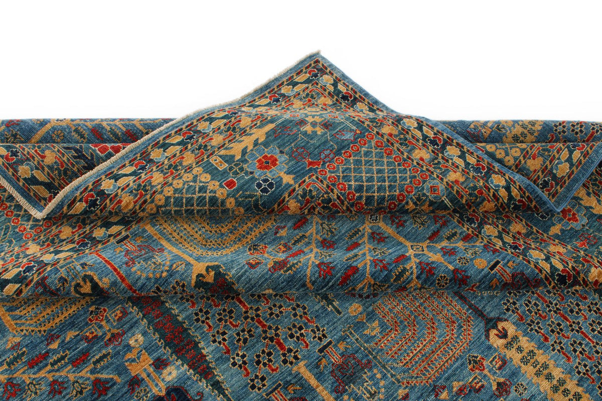 10x14 Blue and Multicolor Traditional Rug