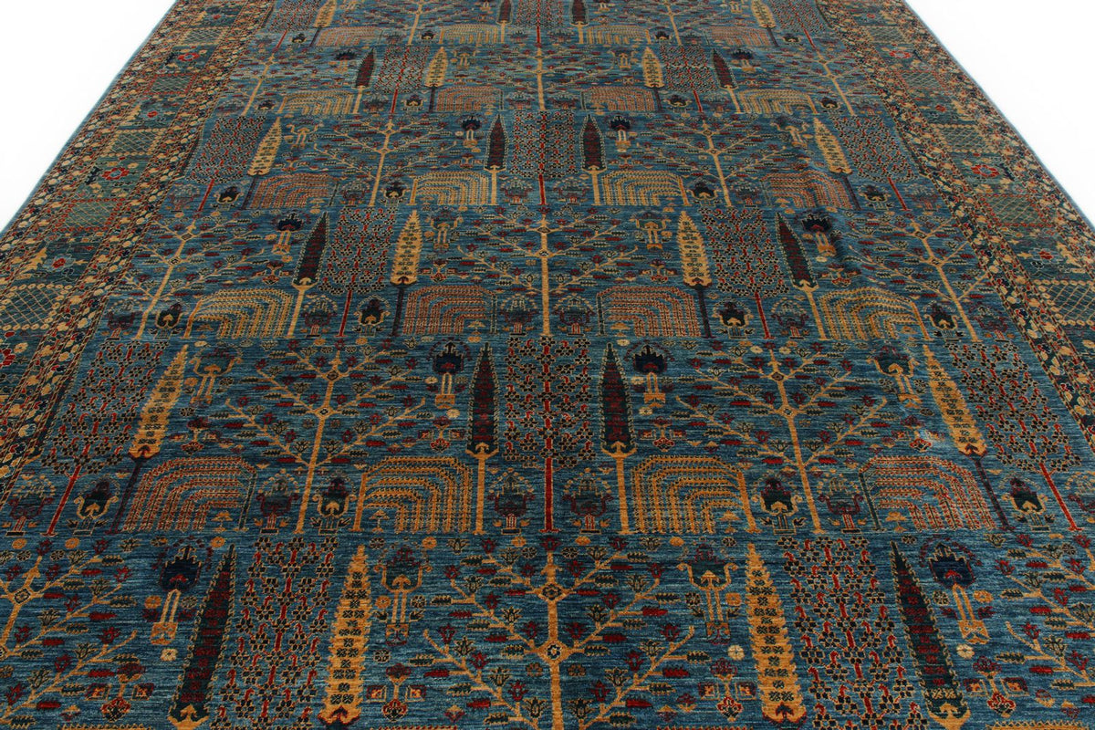10x14 Blue and Multicolor Traditional Rug
