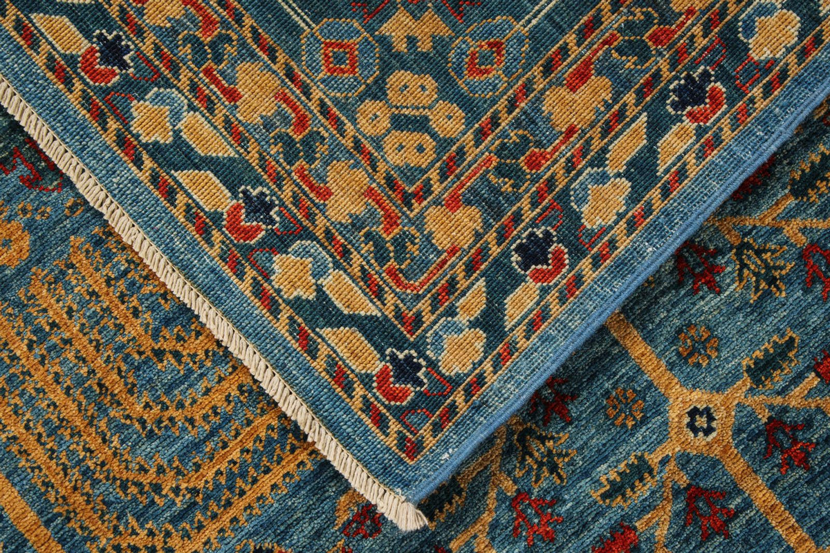 10x14 Blue and Multicolor Traditional Rug