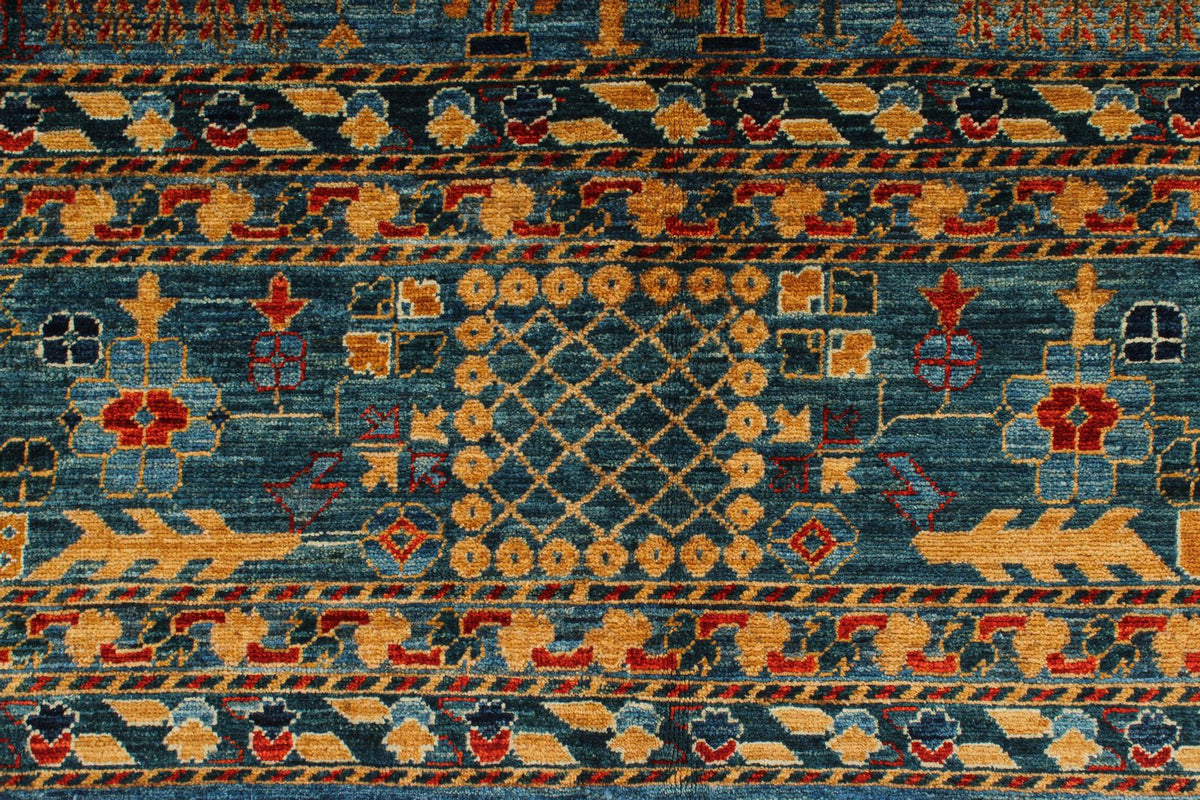 10x14 Blue and Multicolor Traditional Rug