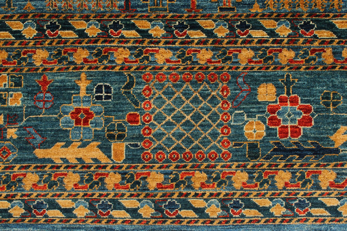 10x14 Blue and Multicolor Traditional Rug