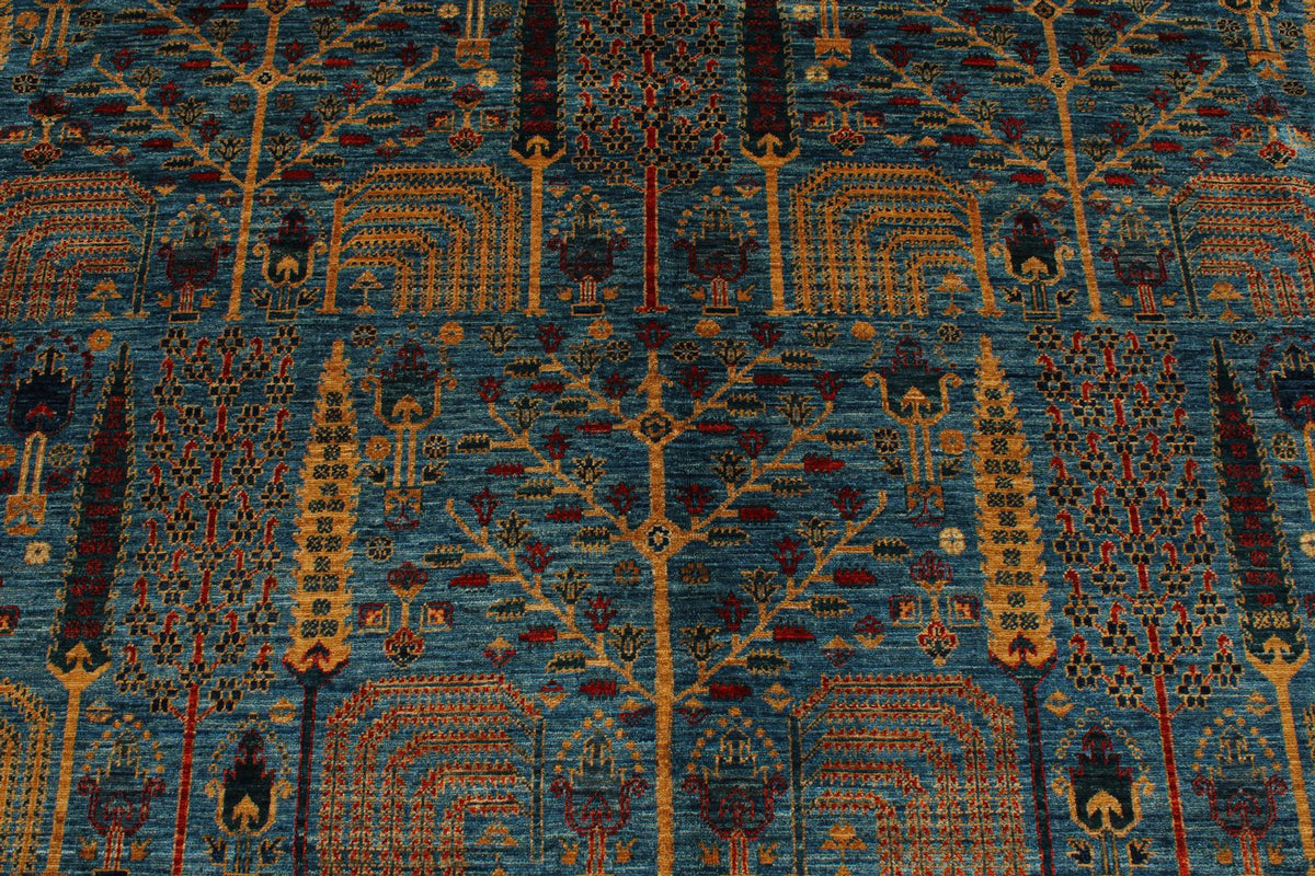 10x14 Blue and Multicolor Traditional Rug
