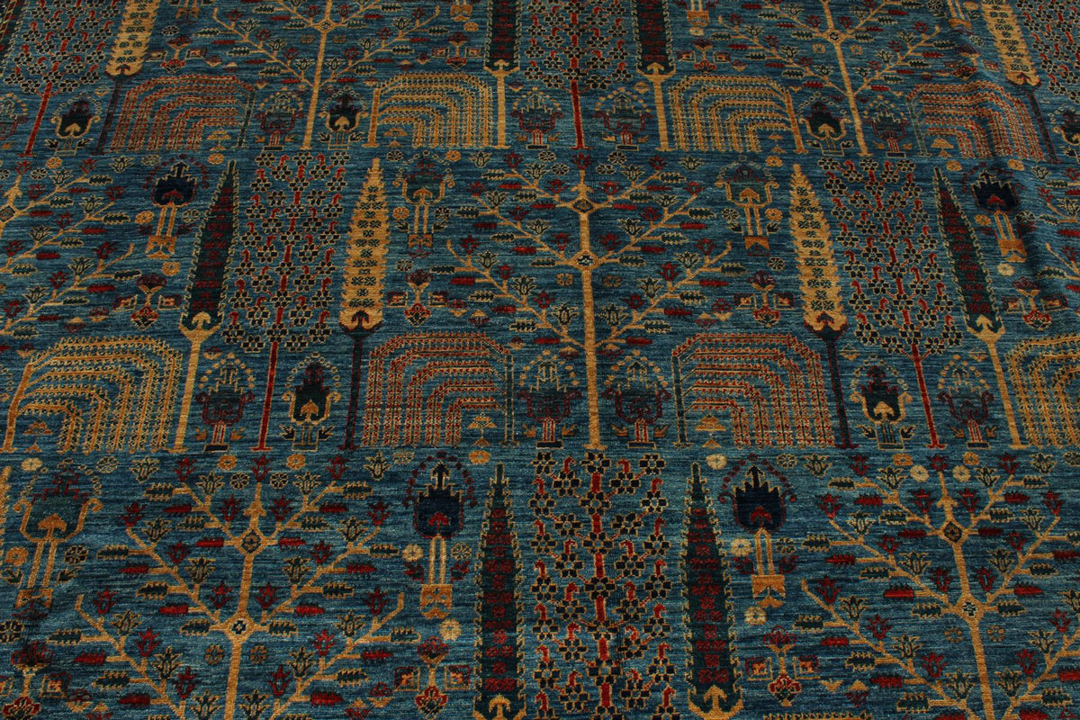 10x14 Blue and Multicolor Traditional Rug