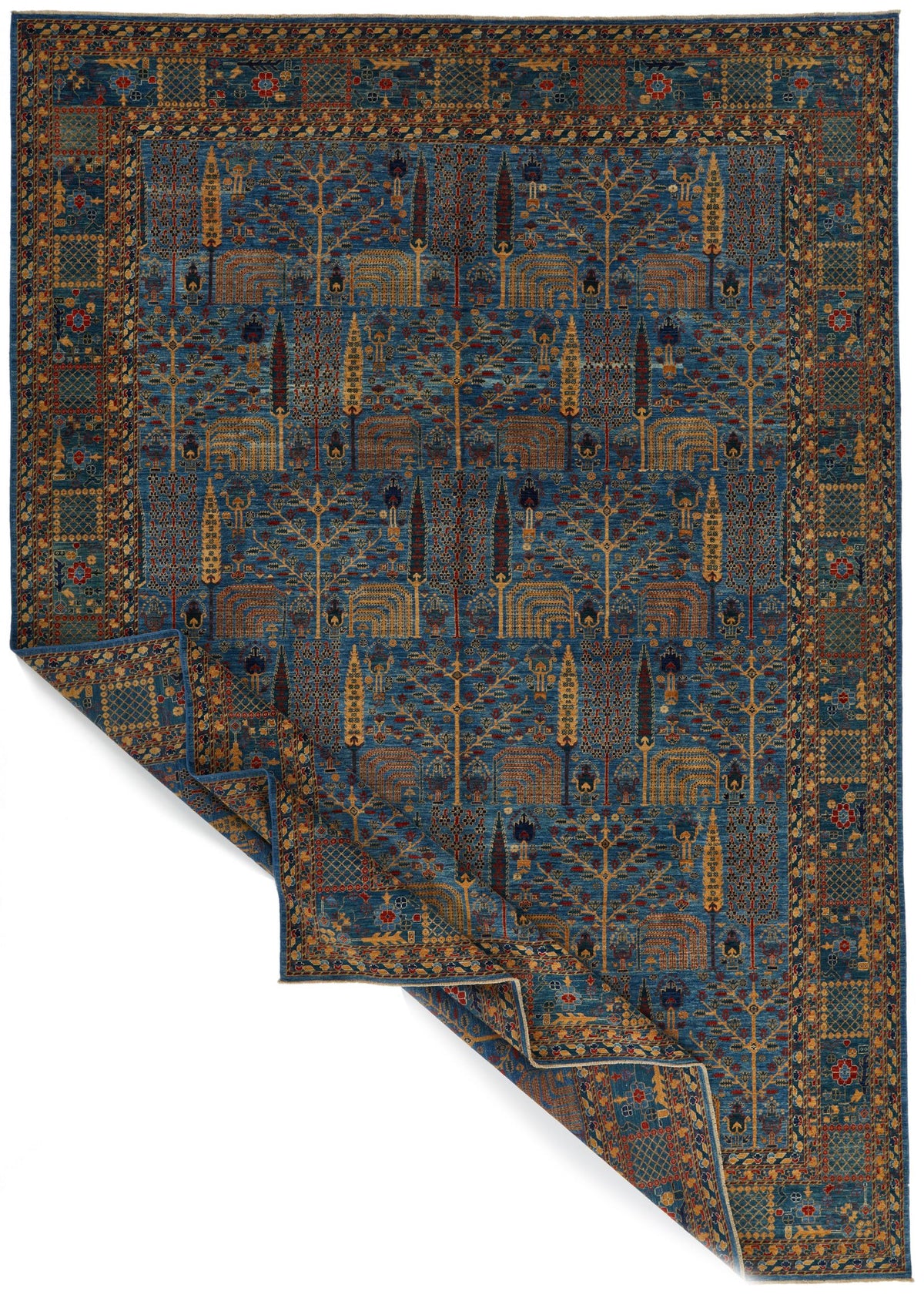 10x14 Blue and Multicolor Traditional Rug