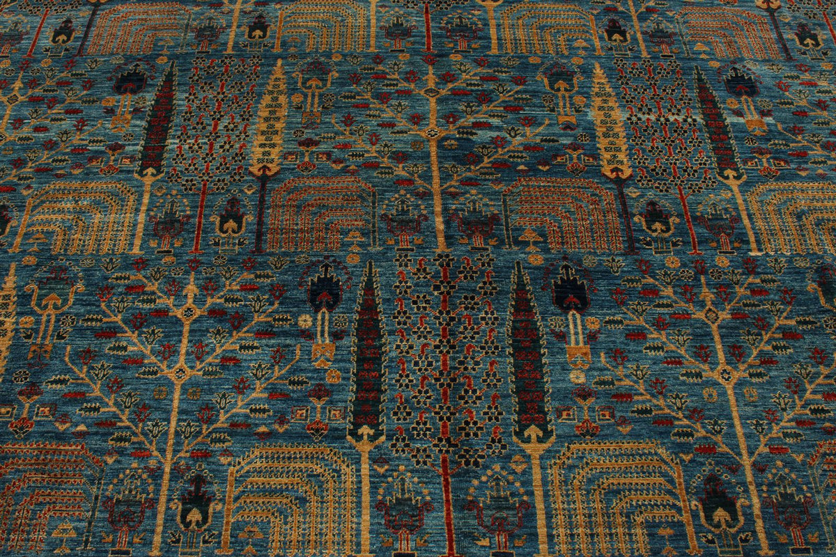 10x14 Blue and Multicolor Traditional Rug