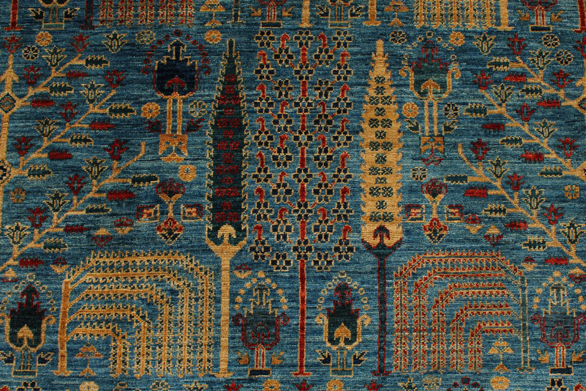 10x14 Blue and Multicolor Traditional Rug