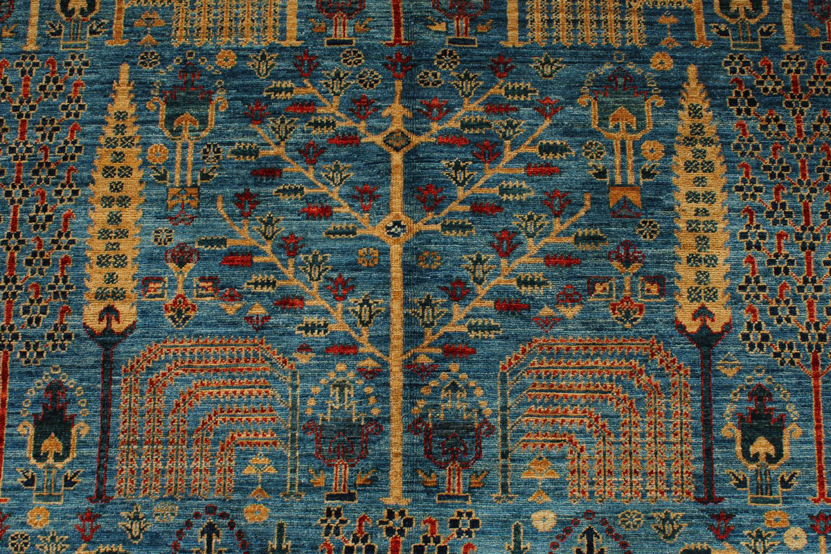 10x14 Blue and Multicolor Traditional Rug