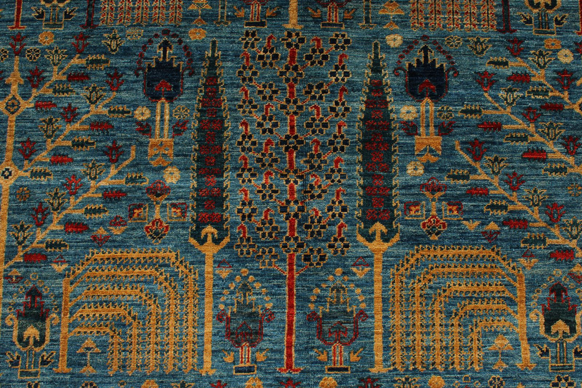 10x14 Blue and Multicolor Traditional Rug