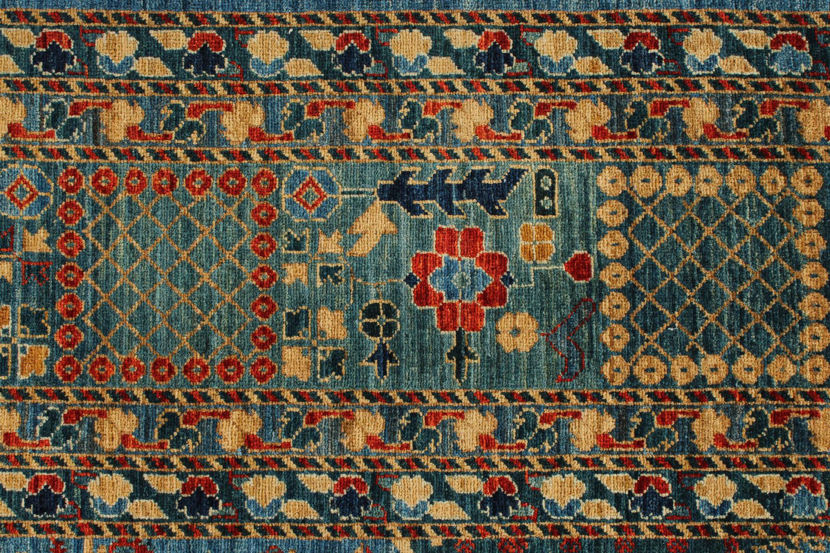 10x14 Blue and Multicolor Traditional Rug