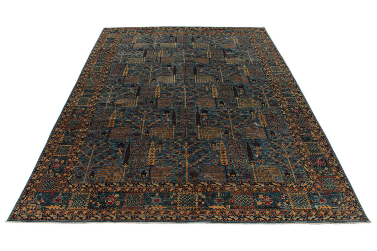 10x14 Blue and Multicolor Traditional Rug