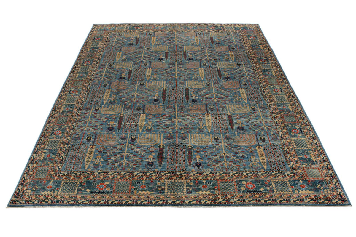 10x14 Blue and Multicolor Traditional Rug